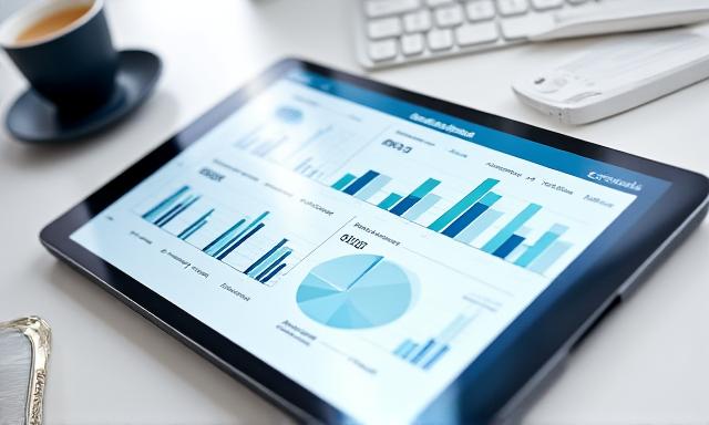 Close up of a clean, minimalist business dashboard on a tablet